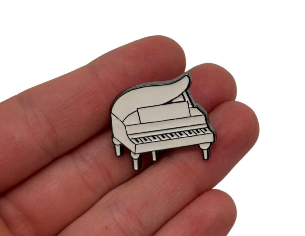 White Piano Enamel Pin