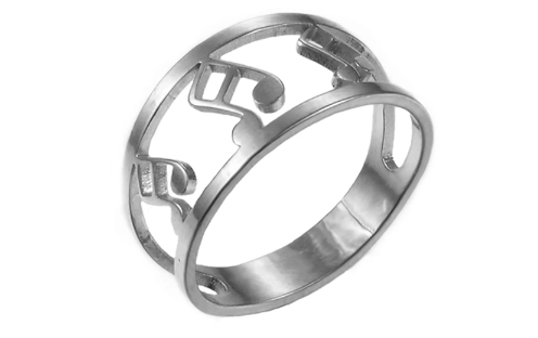 Stainless Steel Notes Ring - Silver