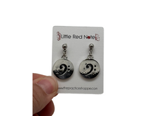 Load image into Gallery viewer, Dangle Post Bass Clef Earrings
