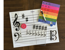 Load image into Gallery viewer, Foldable Music Staff Magnetic White Board Bundle - RAINBOW magnets