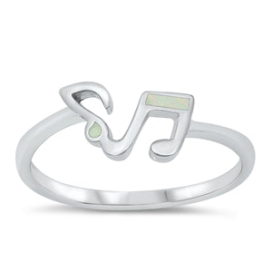 925 Sterling Silver Notes Clef Lab Opal Ring