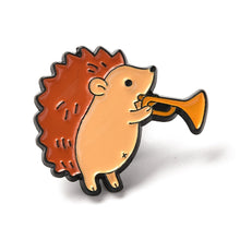 Load image into Gallery viewer, Hedgehog Trumpet Enamel Pin
