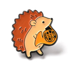 Load image into Gallery viewer, Hedgehog French Horn Enamel Pin
