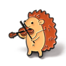Load image into Gallery viewer, Hedgehog Violin Enamel Pin
