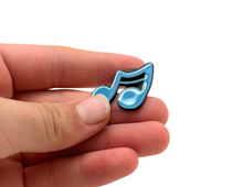Load image into Gallery viewer, Colored Beamed Eighth Note Enamel Pin - Blue

