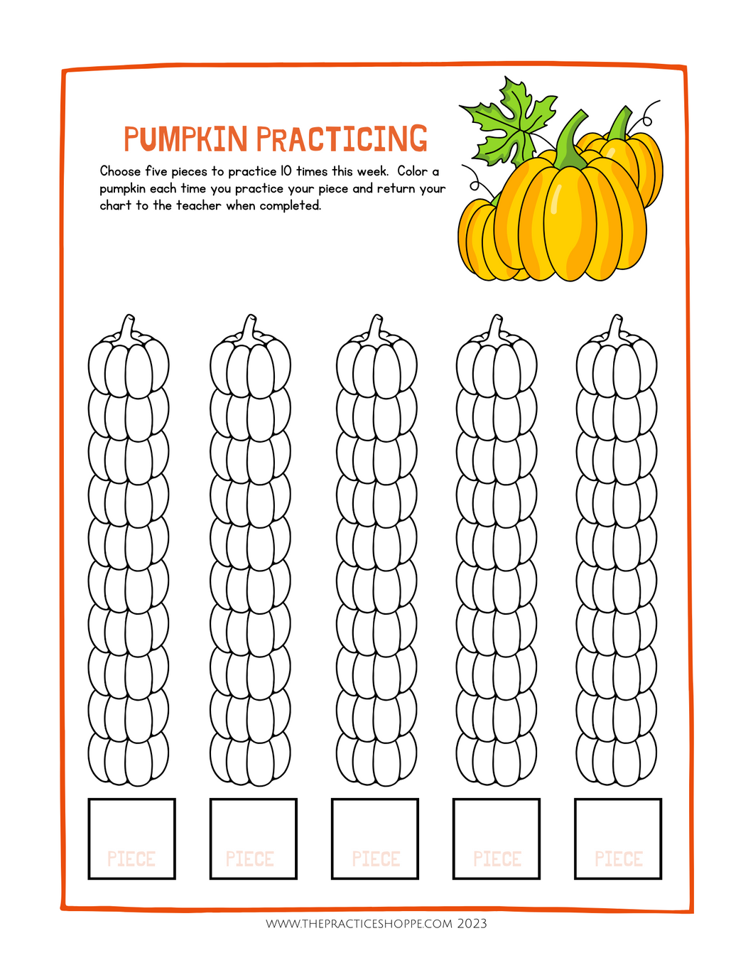 Pumpkin Practice Charts (Digital Download)