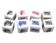 Load image into Gallery viewer, 25 mm Key Signature Dice - Treble/Bass Clef - Sharps/Flats Basic/Advanced - set of 8
