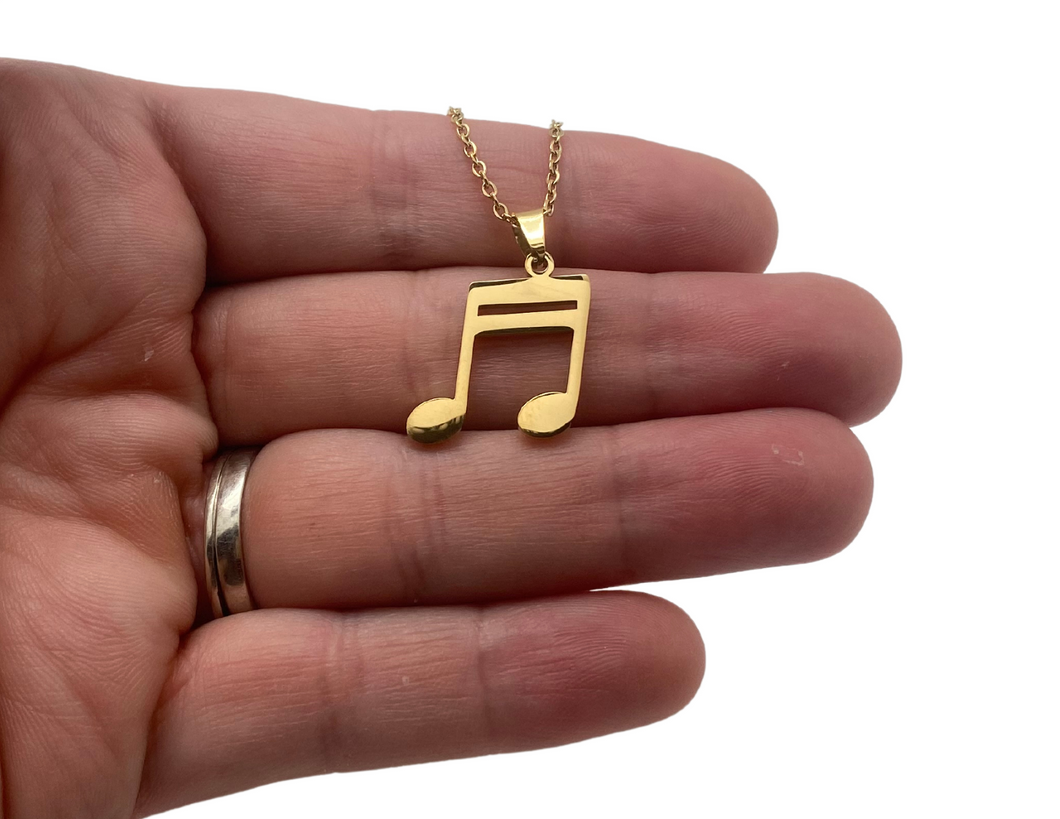Stainless Steel Beamed Sixteenth Notes Necklace