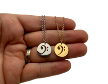 Load image into Gallery viewer, Stainless Steel Disc Bass Clef Necklace
