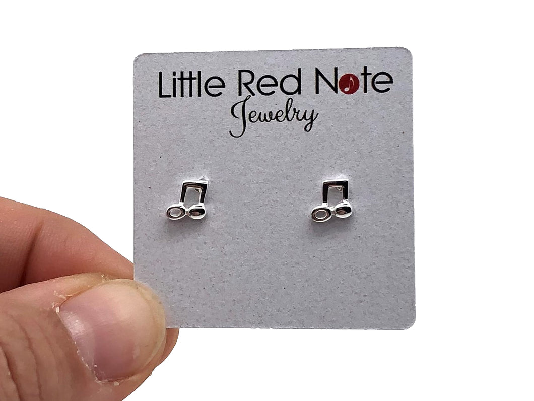 925 Sterling Silver Mini Eighth Note Beamed Earrings
