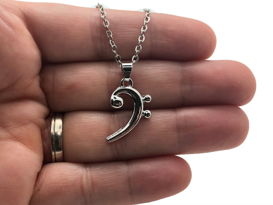 Bass Clef Pendant Necklace