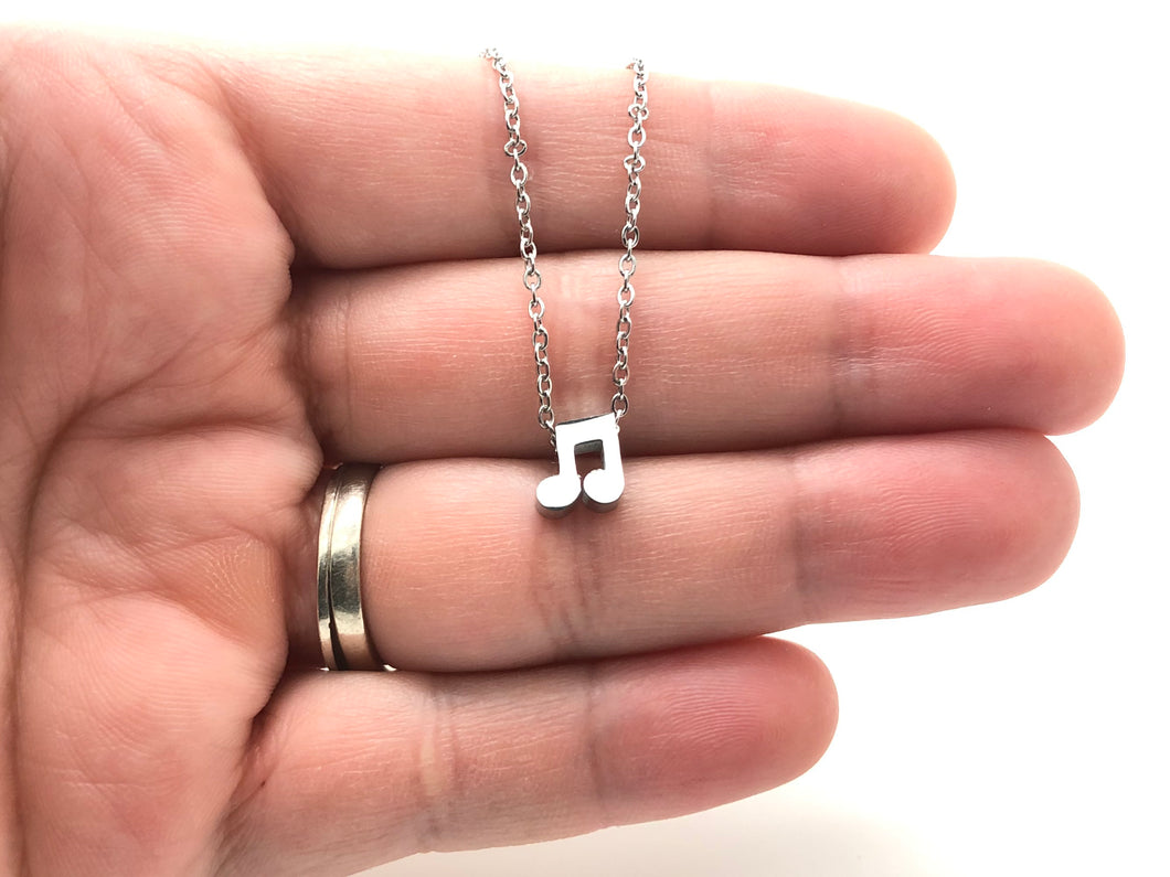 Stainless Steel Mini Eighth Notes Necklace