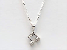 Load image into Gallery viewer, 925 Sterling Silver Two-Eighth Notes CZ Necklace
