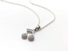 Load image into Gallery viewer, 925 Sterling Silver Two-Eighth Notes CZ Necklace
