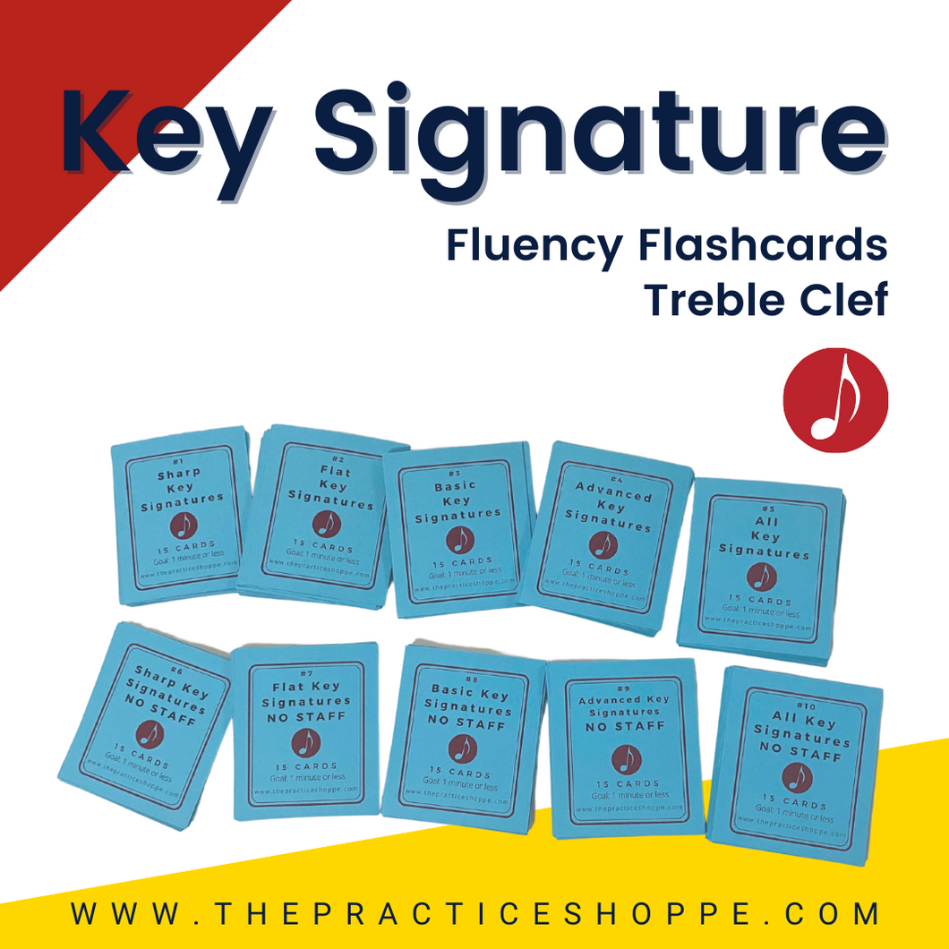 Key Signature Fluency Flashcards (Treble Clef) - 10 Sets of Flashcards (Digital Download)