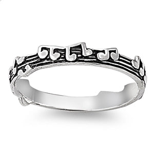 925 Sterling Silver Music Notes Ring