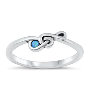 925 Sterling Silver Sideways Treble Clef Blue Lab Opal Ring