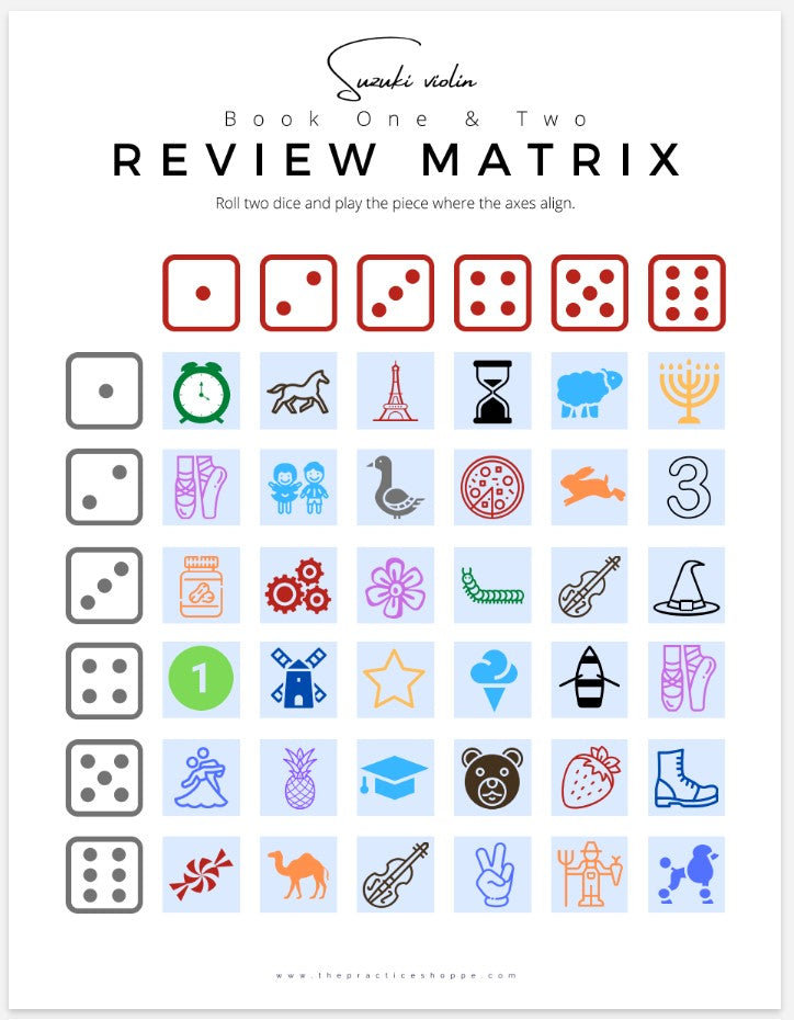 Review Matrix for Suzuki Violin Books 1&2 (Digital Download)