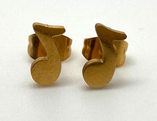 Load image into Gallery viewer, Stainless Steel Post Earrings Eighth Note - Gold
