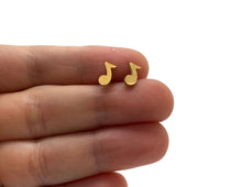 Load image into Gallery viewer, Stainless Steel Post Earrings Flat Eighth Note - Gold
