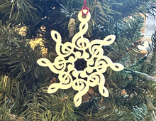 Load image into Gallery viewer, Treble Clef Snowflake Acrylic Ornament

