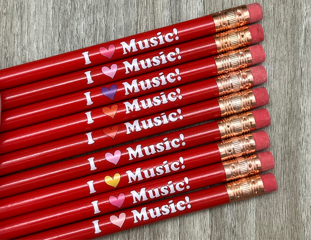 I Heart Music Pencils - Red