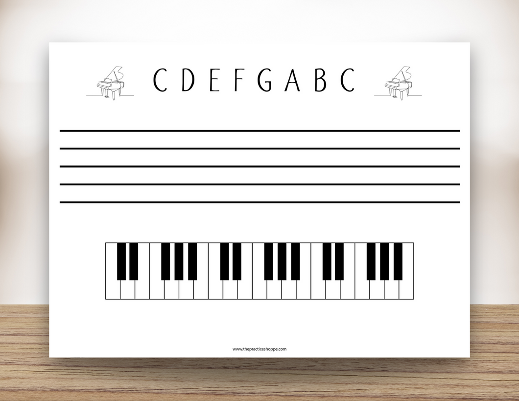 Piano Keyboard with Staff Magnetic White Board