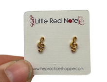 Load image into Gallery viewer, Stainless Steel Post Tiny Treble Clef Earrings Gold
