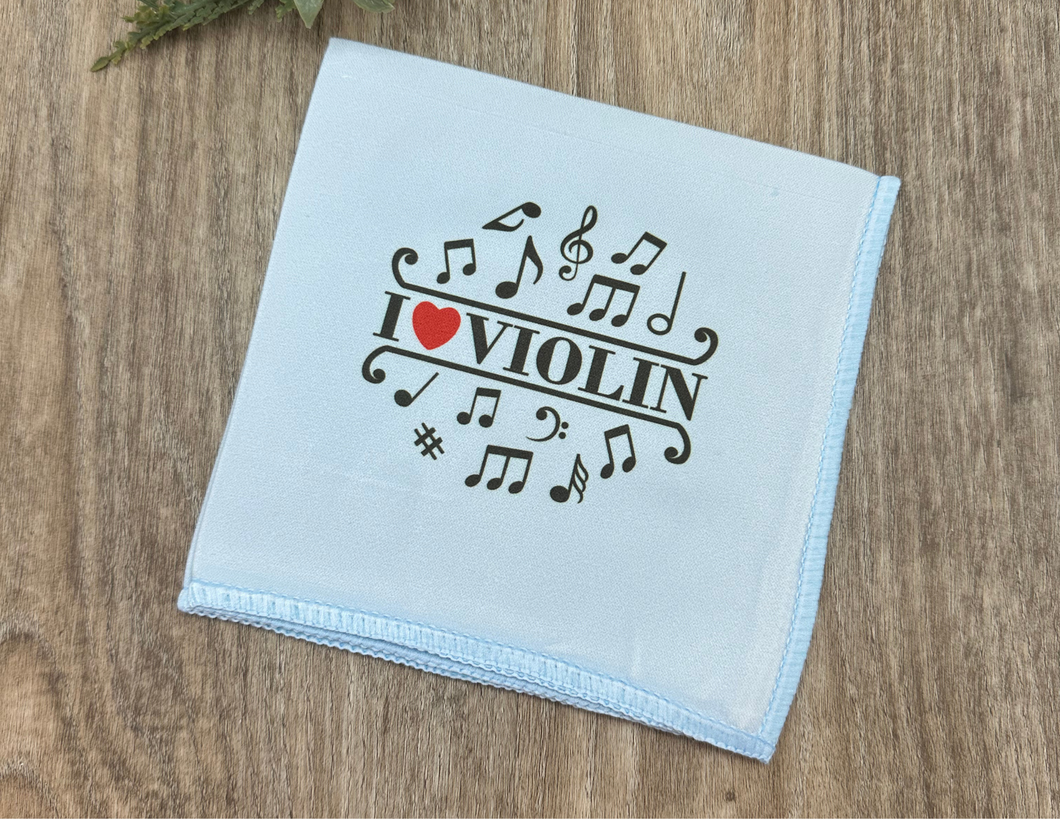 I Heart Violin Cleaning Cloth - Black