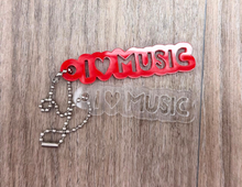 Load image into Gallery viewer, I Heart Music Acrylic Keychain
