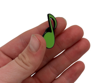 Load image into Gallery viewer, Eighth Note Green Enamel Pin
