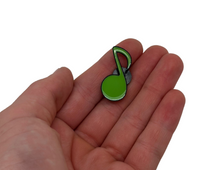 Load image into Gallery viewer, Eighth Note Green Enamel Pin

