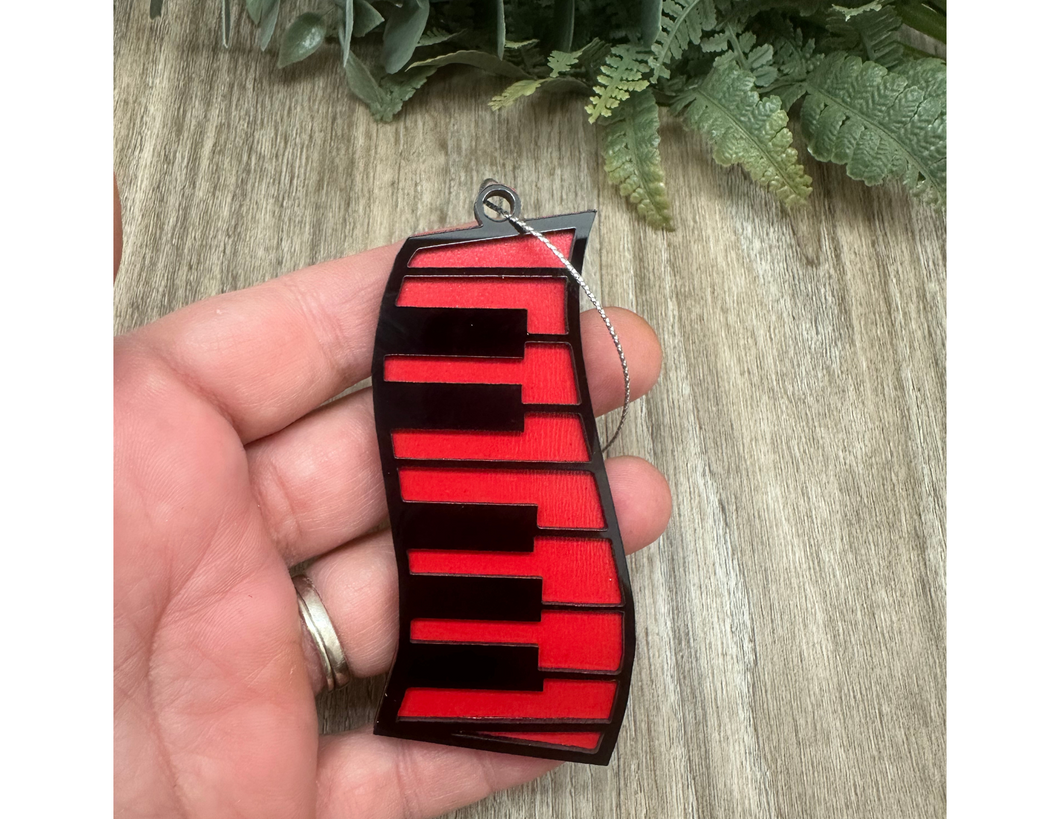 Piano Layered Ornament - Red