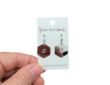 Load image into Gallery viewer, Dangle Fish Hook Stainless Steel Earrings Hexagon Notes
