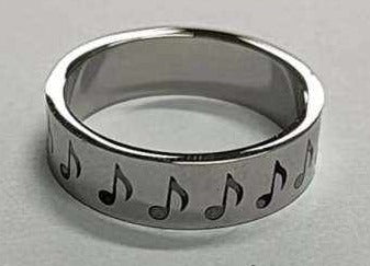 Stainless Steel Notes Band Ring