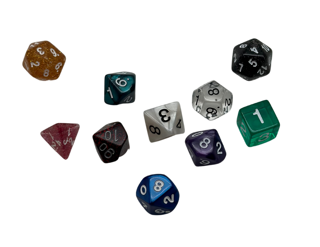 Polyhedral Dice set of 10 - colors vary
