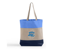 Load image into Gallery viewer, Tri-Color Practice Makes it Easy Blue Tote Bag
