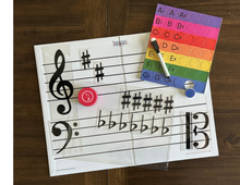 Load image into Gallery viewer, Foldable Music Staff Magnetic White Board Bundle - RAINBOW magnets

