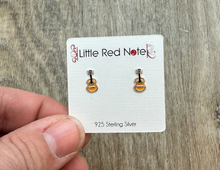 Load image into Gallery viewer, 925 Sterling Silver Guitar Earrings - Orange

