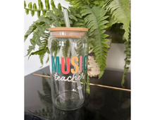 Load image into Gallery viewer, 16 oz Clear Glass Tumbler - Music Teacher
