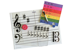 Load image into Gallery viewer, Foldable Music Staff Magnetic White Board Bundle - RAINBOW magnets
