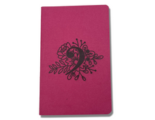 Load image into Gallery viewer, Mini Pocket Notebook Journal - Bass Clef Flowers
