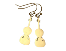 Load image into Gallery viewer, Dangle Fish Hook Stainless Steel Earrings Violin Viola Gold

