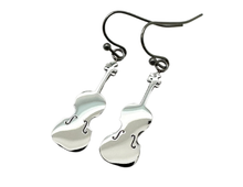 Load image into Gallery viewer, Dangle Fish Hook Stainless Steel Earrings Violin Viola Silver
