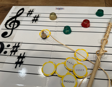 Load image into Gallery viewer, Foldable Music Staff Magnetic White Board Bundle - BLACK magnets
