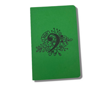 Load image into Gallery viewer, Mini Pocket Notebook Journal - Bass Clef Flowers
