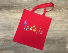 Load image into Gallery viewer, Black Rainbow Music Notes Music Tote Bag
