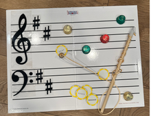 Load image into Gallery viewer, Foldable Music Staff Magnetic White Board Bundle - BLACK magnets
