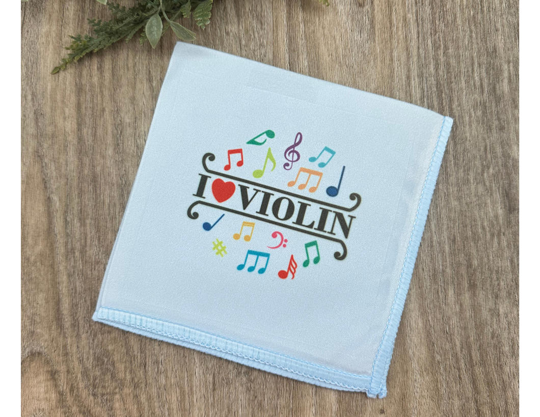 I Heart Violin Cleaning Cloth - Rainbow
