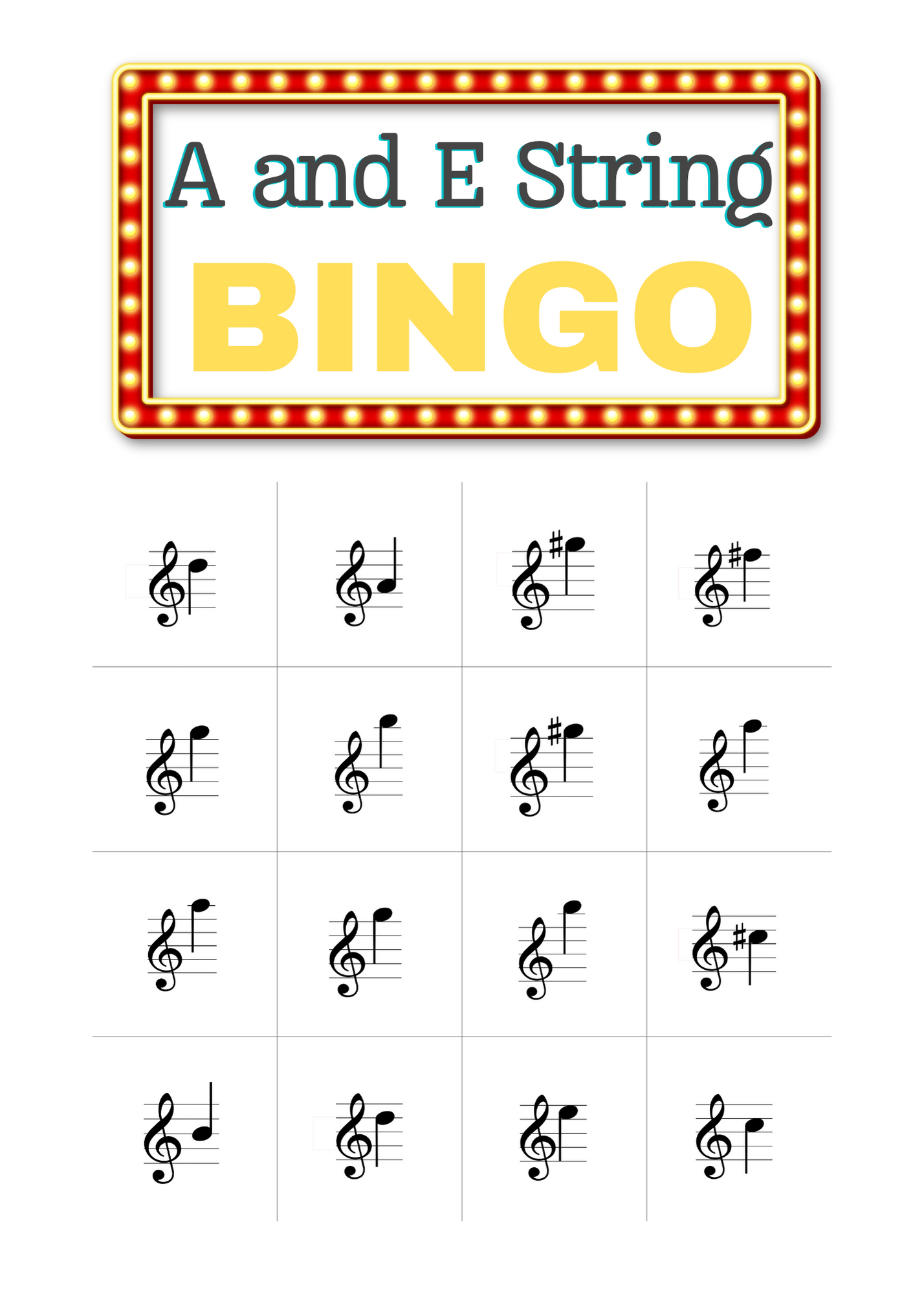 And E String Violin A and E String Bingo (Digital Download) – The Practice Shoppe